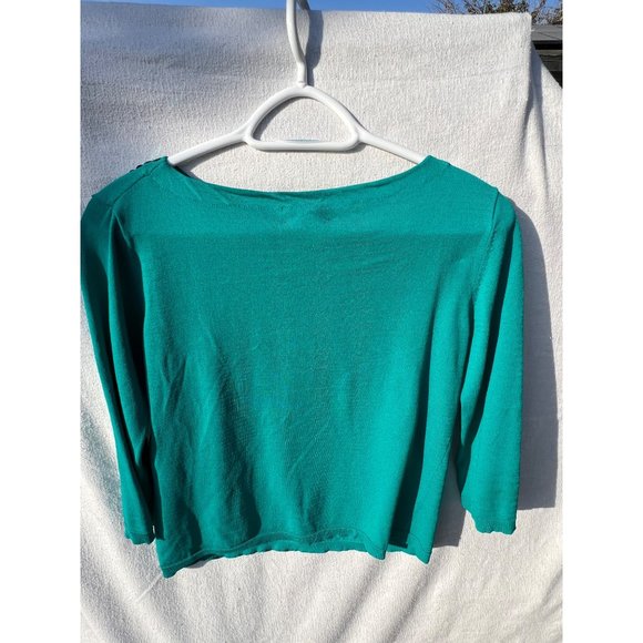 Drapers and diamonds. Petites Women’s Sweater PS green sequence stretch round ne - Picture 4 of 8